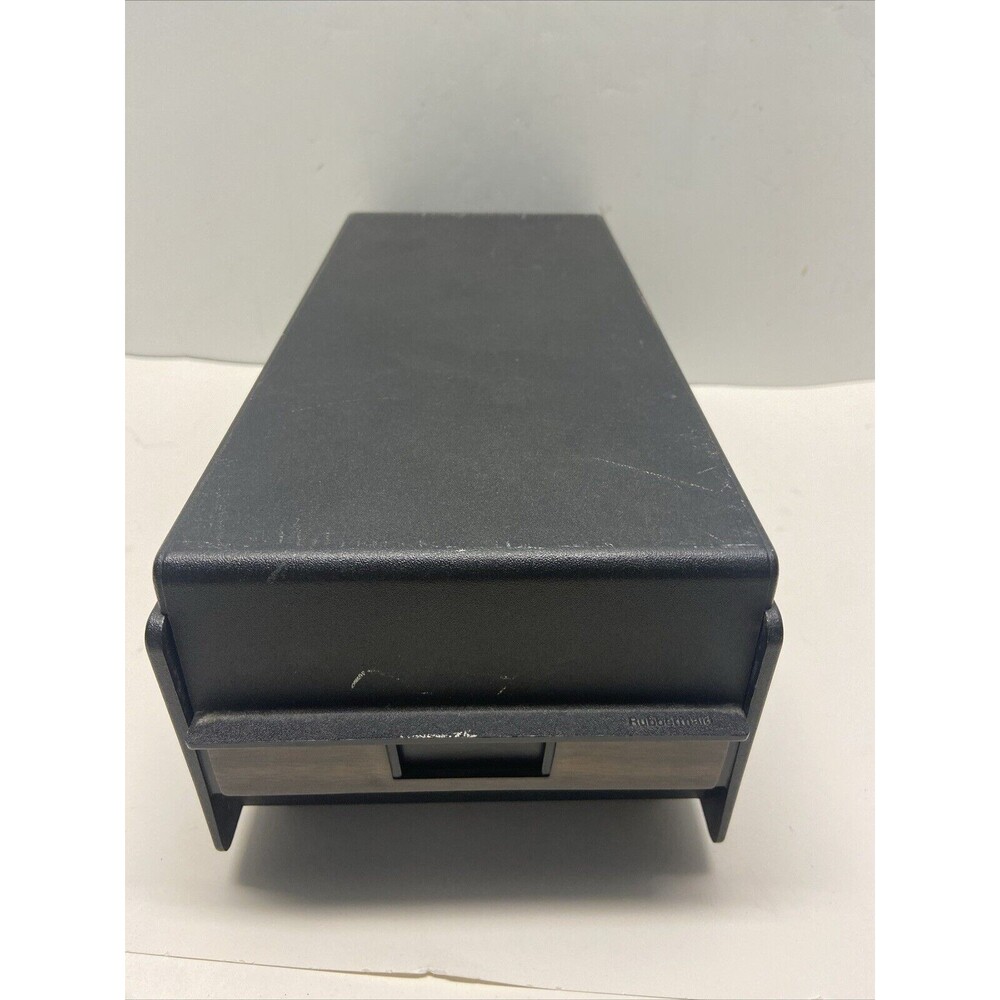 Vintage Cassette Tape Case Storage HolderBlack w  Faux Woodgrain Hinged  Lid